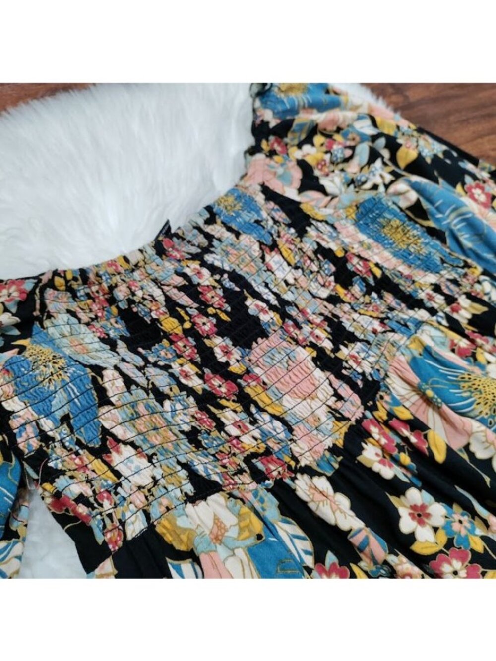 Angie SZ Small Off-Shoulder Floral Festival Babydoll Dress Boho Fairy Artsey - Picture 11 of 11